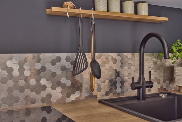 Självhäftande mosaik Silver Nynäshamn - 017 | 0,081 m²/ark