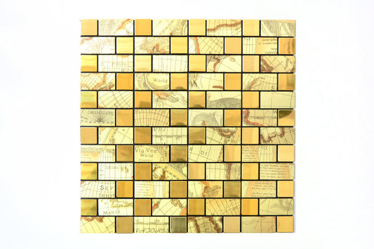 Självhäftande mosaik Guld Lofoten-025 | 0,1 m²/ark