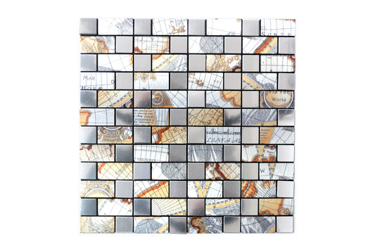 Självhäftande mosaik Silver Lofoten-023 | 0,1 m²/ark